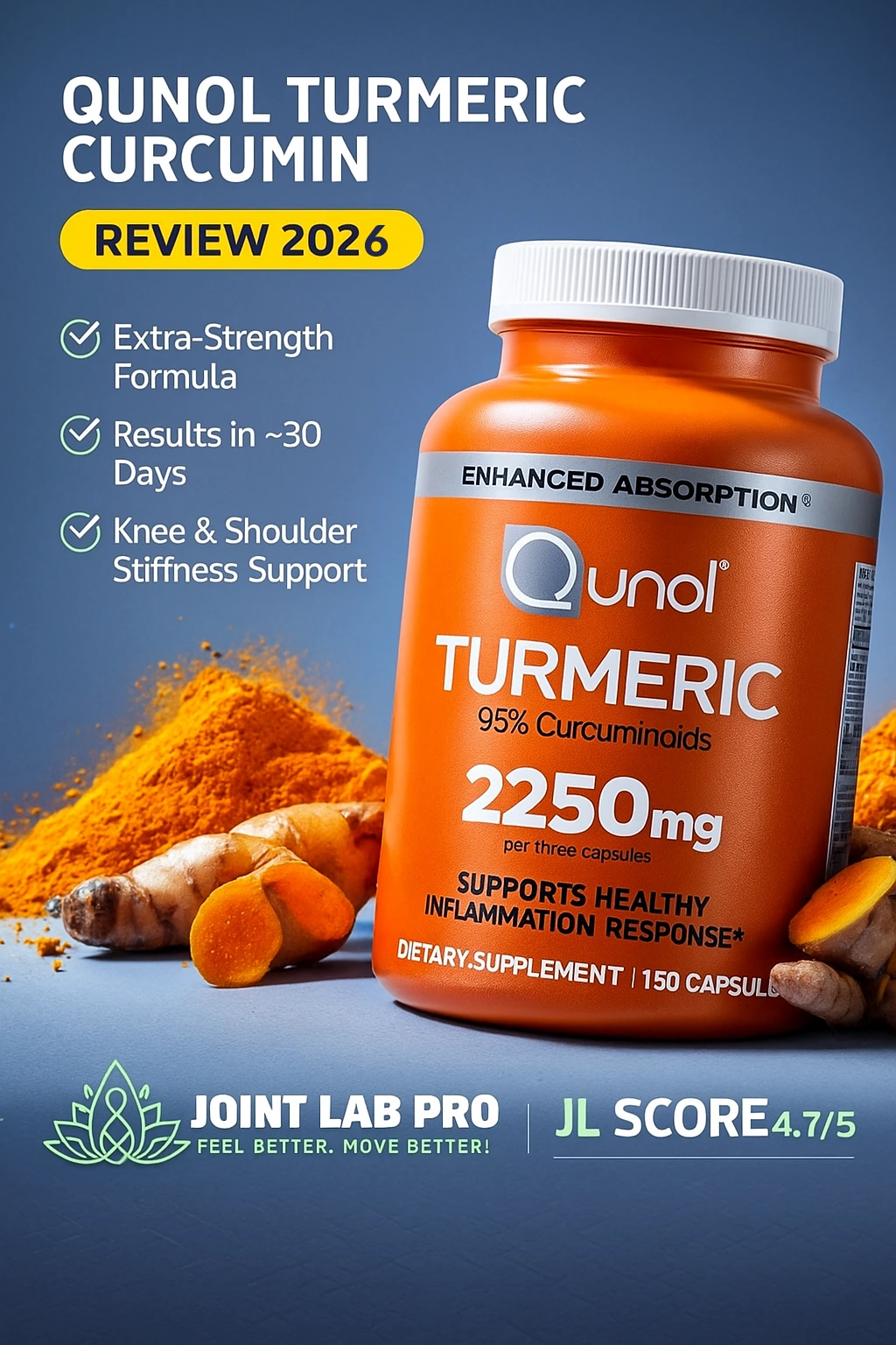 Qunol turmeric curcumin review 2026 joint pain 95% curcuminoids black pepper